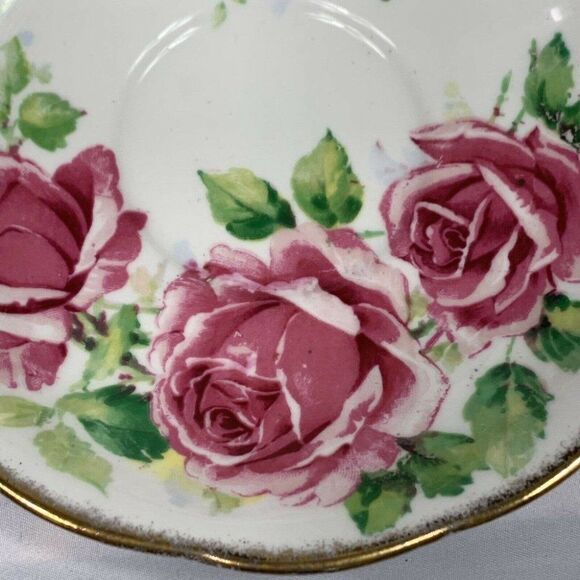 Lady Margaret Tea Cup & Saucer Fine Bone Queen Anne China Roses Print England - Picture 11 of 12